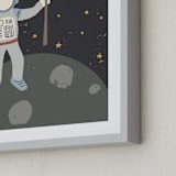 "Up in Space Astronaut" - Art Print in Muted Blue by Maggie Unruh - Frame Close-up