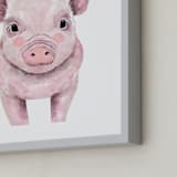 "Baby Animal Pig" - Art Print in Rosy Blush by Cass Loh - Frame Close-up