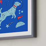 "Space Pup" - Art Print in Celestial by Kristin Mastoras - Frame Close-up