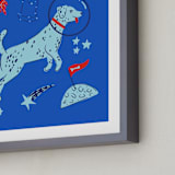 "Space Pup" - Art Print in Celestial by Kristin Mastoras - Frame Close-up