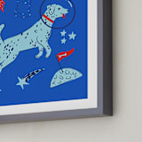 "Space Pup" - Art Print in Celestial by Kristin Mastoras - Frame Close-up