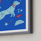 "Space Pup" - Art Print in Celestial by Kristin Mastoras - Frame Close-up