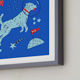 "Space Pup" - Art Print in Celestial by Kristin Mastoras - Frame Close-up