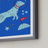 "Space Pup" - Art Print in Celestial by Kristin Mastoras - Frame Close-up