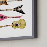 "Mega Guitars" - Art Print in Fruit Punch Pink by Lisa Travis - Frame Close-up