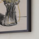 "Vase of flower gestural drawing exercise" - Art Print in exercise on gentle yellow by Bethania Lima - Frame Close-up