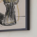 "Vase of flower gestural drawing exercise" - Art Print in exercise on gentle yellow by Bethania Lima - Frame Close-up