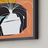 "Plant Life in White Ink" - Art Print in Peach cobbler by Deborah Velasquez - Frame Close-up