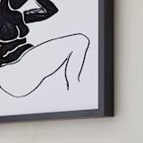 "Sitting nude" - Art Print in Black on white by Oana Prints - Frame Close-up