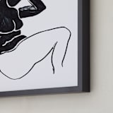 "Sitting nude" - Art Print in Black on white by Oana Prints - Frame Close-up