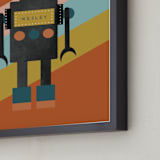 "Retro Robot" - Personalized Art Print in Pumpkin by Morgan Kendall - Frame Close-up