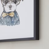 "Snazzy Schnauzer Mixed Media" - Art Print in Chambray Blue by Lauren Rogoff - Frame Close-up