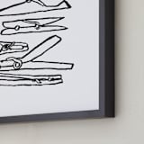 "Clothespins 2" - Art Print in Inky Black by Elliot Stokes - Frame Close-up