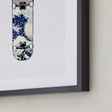 "SK8 Deck - Wave" - Art Print in Blues and Grays by Celeste Duffy - Frame Close-up