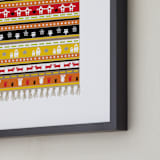 "Rustic Robot Rug" - Art Print in Mustard Yellow by Jan Shepherd - Frame Close-up