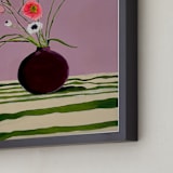 "Flowers at the Edge " - Art Print in wine by Nicole Simms - Frame Close-up