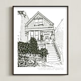 "House: Portrait Custom Print with Text" - Custom Print in Olive Shadow by Minted - Framed