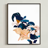 "Abstract Botanical" - Art Print in Navy Blue by Caryn Owen - Framed