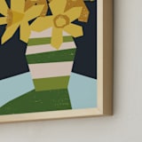 "Striped Vase" - Art Print in Olive Green by Morgan Kendall - Frame Close-up
