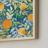 "Fruitful and Free" - Art Print in Blue by Britt Mills - Frame Close-up
