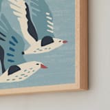 "Seagulls" - Art Print in Neutral Blue Green by Roochita Chachra - Frame Close-up