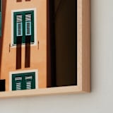 "Shutters" - Art Print in Orange & Green by Paul Berthelot - Frame Close-up