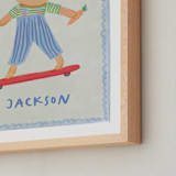 "Bunny on a Roll" - Personalized Art Print in Blue by Creo Study - Frame Close-up