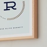 "Track Initial" - Personalized Foil-Pressed Art Print in Sky Blue by Erica Krystek - Frame Close-up