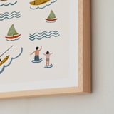 "Fun at the Lake" - Art Print in Light Cream by Lea Velasquez - Frame Close-up