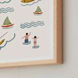 "Fun at the Lake" - Art Print in Light Cream by Lea Velasquez - Frame Close-up