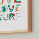 "Live Love Surf" - Art Print in Seaweed by Chasity Smith - Frame Close-up