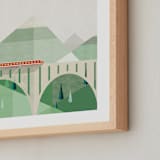 "Train Voyage" - Art Print in Burnt Sienna by Robert and Stella - Frame Close-up