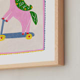 "Rollin Unicorn" - Art Print in Cherry Blossom by Kartika Paramita - Frame Close-up