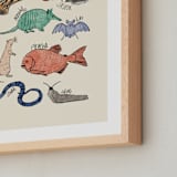 "Underappreciated Creatures" - Art Print in Turquoise Sea Green by Kellie Dykast - Frame Close-up