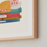 "Booked For A Nap" - Art Print in Cream by Blossom Hound Designs - Frame Close-up