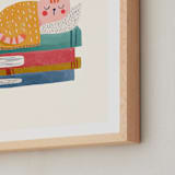 "Booked For A Nap" - Art Print in Cream by Blossom Hound Designs - Frame Close-up