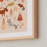 "Woodland Animals" - Art Print in Earthy Beige by Tati Abaurre - Frame Close-up