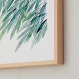 "Turquoise Rustling Leaves No. 1" - Art Print in Turquoise Green by Priscilla Lee - Frame Close-up