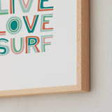 "Live Love Surf" - Art Print in Seaweed by Chasity Smith - Frame Close-up