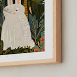 "Bunny Jungle" - Art Print in Forest Green by SALLY MURPHY - Frame Close-up