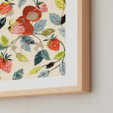 "Strawberry Thief" - Art Print in Strawberry by Sarah Knight - Frame Close-up