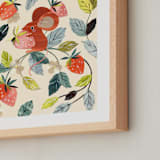 "Strawberry Thief" - Art Print in Strawberry by Sarah Knight - Frame Close-up