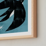 "Evening Swallow" - Art Print in Blue Teal by Mojca Dolinar - Frame Close-up