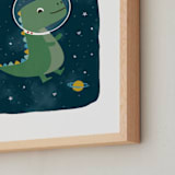 "Dinos in space" - Art Print in Triassic by Annie Holmquist - Frame Close-up