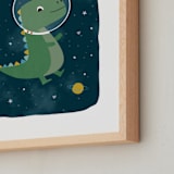 "Dinos in space" - Art Print in Triassic by Annie Holmquist - Frame Close-up