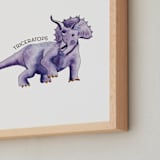 "Watercolor Dino Party Triceratops" - Art Print in Grape by Rachel Getz - Frame Close-up