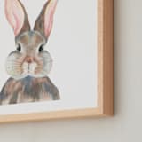 "Curious Bunny" - Art Print in Grey by Together Apart - Frame Close-up