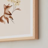 "fox with flowers" - Art Print in Tan by Vivian Yiwing - Frame Close-up