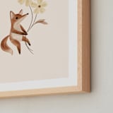 "fox with flowers" - Art Print in Tan by Vivian Yiwing - Frame Close-up