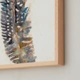 "Gentle Feather" - Art Print in Payne's Gray by Stephanie Toral - Frame Close-up